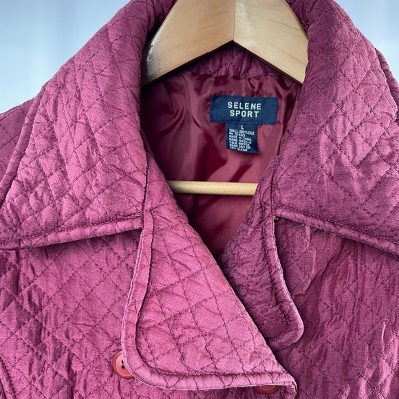 Vintage Selene Sport Silk Diamond Quilted Jacket in Wine Size Large - Picture 2 of 4